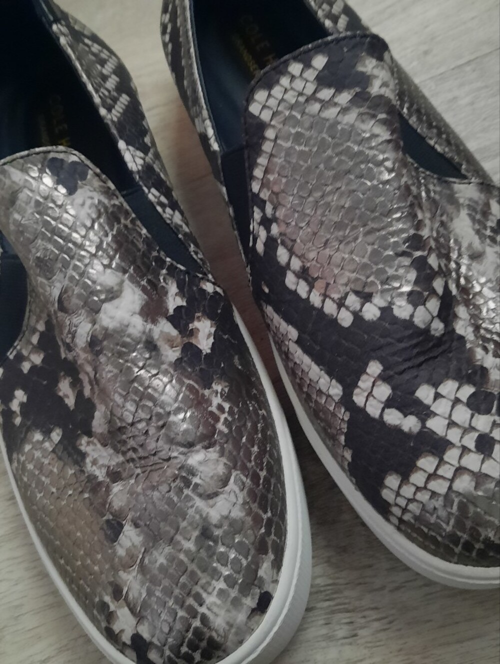 Cole Haan Black & Gray Snake-Print Slip-On Sneakers - Picture 2 of 8